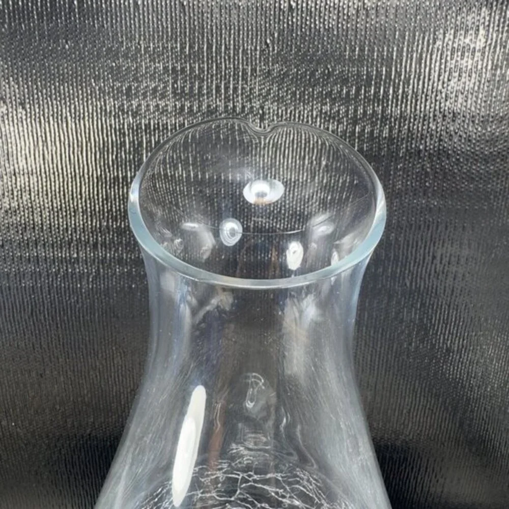 Pier 1‎ Clear Angled Rim Crackle Decanter Jug Pitcher Crystal Glass Retired VTG